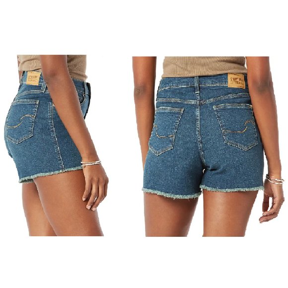 Signature Levi Strauss & Co. Heritage 3" HighRise Cutoff Short BLUE washed look - Picture 3 of 8